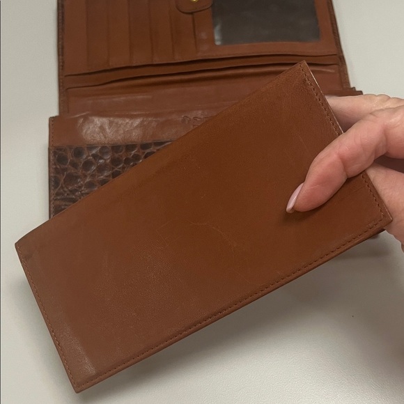 Samsonite Full Grain Stamped Brown Crocodile Wallet & checkbook - Picture 4 of 16